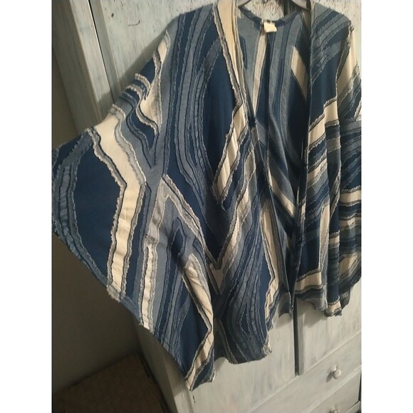 Bohemian Freyed Wide Sleeve Open Cardigan Osfm Beachy Summer - Picture 4 of 6